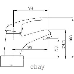 500mm Vanity Unit Basin Back to Wall Toilet Cistern Chrome Plate Tap & Waste