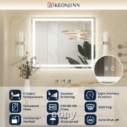 50x70cm Bathroom Mirror with Led Lights Antifog Vanity Mirror Back and Frontlit