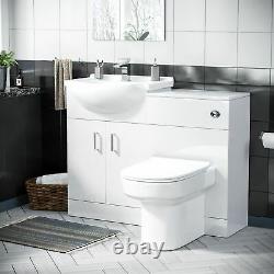 550 mm Cloakroom Basin Vanity Cabinet & Back To Wall WC Toilet Suite Debra