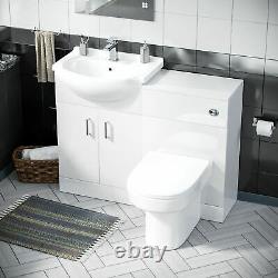 550 mm Cloakroom Basin Vanity Cabinet & Back To Wall WC Toilet Suite Debra