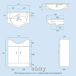 550 mm Cloakroom Basin Vanity Cabinet & Back To Wall WC Toilet Suite Debra