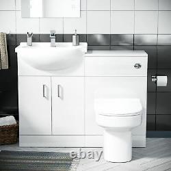 550 mm Cloakroom Basin Vanity Cabinet & Back To Wall WC Toilet Suite Ingersly