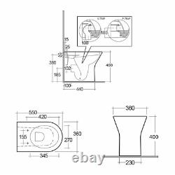 550mm Cloakroom Suite Vanity Unit Basin RAK Back to Wall RIMLESS Toilet Cistern