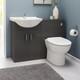 550mm Gloss Grey Vanity Unit & Basin + 500mm Wc Toilet Unit Set Bathroom