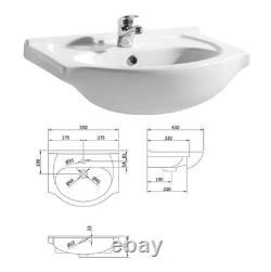 550mm Gloss Grey Vanity Unit & Basin + 500mm WC Toilet Unit Set Bathroom
