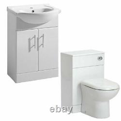 550mm Vanity Basin Sink Unit Cabinet & 500 Back To Wall WC Pan