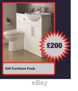 550mm Vanity Unit Basin Sink Back to Wall Toilet Bathroom Furniture Suite