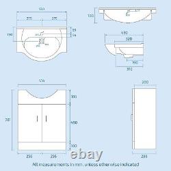 550mm White Vanity Unit With WC Unit & Rimless Back To Wall Toilet