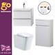600 Bathroom Vanity Unit White Gloss Wc & Back To Wall Wc Toilet Pan & Cistern