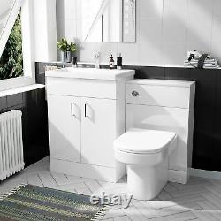 600 mm Basin White Vanity Cabinet & Back To Wall WC Toilet Suite Nanuya
