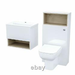 600 mm Wall Hung Vanity Cabinet and WC Back To Wall Toilet Unit White