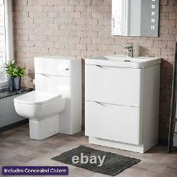 600mm 2 Drawer Basin Vanity Cabinet, WC Unit & Back to Wall Toilet Set Lyndon