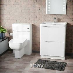 600mm 2 Drawer Basin Vanity Cabinet, WC Unit & Back to Wall Toilet Set Lyndon