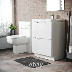 600mm 2 Drawer Basin Vanity Cabinet, WC Unit & Back to Wall Toilet Set Lyndon