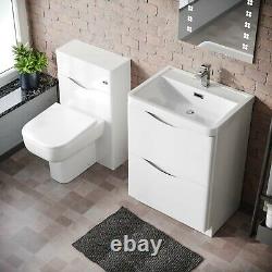 600mm 2 Drawer Basin Vanity Cabinet, WC Unit & Back to Wall Toilet Set Lyndon
