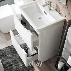 600mm 2 Drawer Vanity Basin Unit, WC Unit & Back to Wall Toilet Lyndon