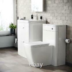 600mm 2 Drawer White Basin Vanity Cabinet + WC Back To Wall Toilet Suite Artum