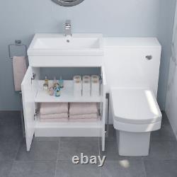 600mm Bathroom Vanity Unit Basin Concealed Cistern Square Toilet WC Gloss White