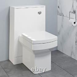 600mm Bathroom Vanity Unit Basin Concealed Cistern Square Toilet WC Gloss White