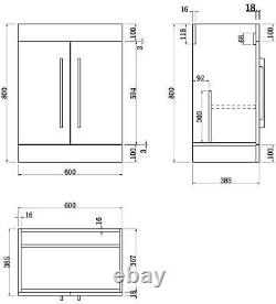 600mm Bathroom Vanity Unit Basin Concealed Cistern Square Toilet WC Gloss White