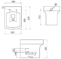 600mm Bathroom Vanity Unit Basin Concealed Cistern Square Toilet WC Gloss White