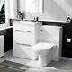 600mm Floorstanding White 2 Drawer Vanity Basin Unit, Wc & Curved Btw Toilet