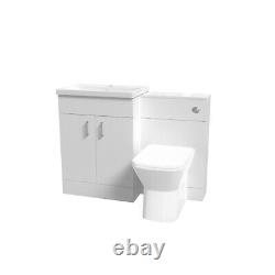 600mm Freestanding White Basin Vanity Unit & Back To Wall Toilet