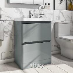 600mm Light Grey Freestanding Vanity Unit with Basin Pend BUN/BeBa 27414/78647