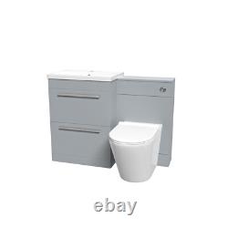 600mm Matte Grey Vanity Unit with 2 Drawers and Back To Wall Toilet