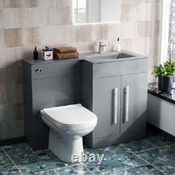 600mm RH Grey Basin Vanity Cabinet and WC BTW Toilet Unit Ason