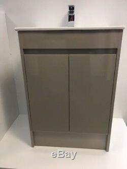 600mm Vanity Cabinet Unit with Ceramic Basin and Storage Waterpoof Gloss Finish