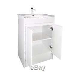 600mm Vanity Cabinet Unit with Ceramic Basin and Storage Waterpoof Gloss Finish