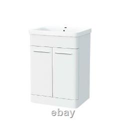 600mm White Vanity Basin Cabinet with WC Back To Wall Toilet Unit Amie