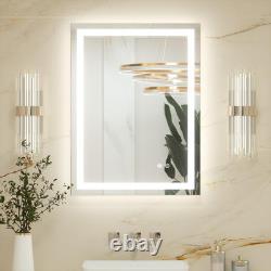 60X80Cm Bathroom Mirror with Led Lights, Antifog Vanity Mirror Back and Frontlit