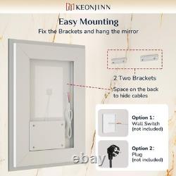 60x90cm Bathroom Mirror with LED Lights, Antifog Vanity Mirror with Lights Back