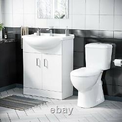 650 mm Basin Flat Pack Vanity Sink Unit & Back To Wall Toilet Suite Memphis