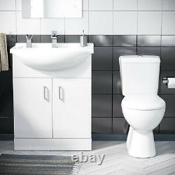 650 mm Basin Flat Pack Vanity Sink Unit & Back To Wall Toilet Suite Memphis