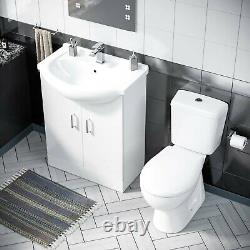 650 mm Basin Flat Pack Vanity Sink Unit & Back To Wall Toilet Suite Memphis