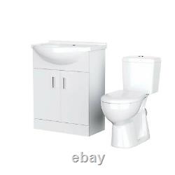 650 mm Basin Flat Pack Vanity Sink Unit & Back To Wall Toilet Suite Memphis