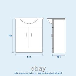 650 mm Basin Flat Pack Vanity Sink Unit & Back To Wall Toilet Suite Memphis