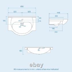 650 mm Cloakroom Basin Vanity Sink Unit & Back To Wall Toilet Suite Debra