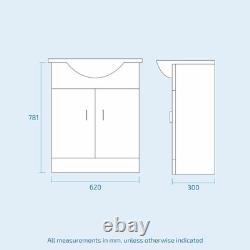 650 mm Cloakroom Basin Vanity Sink Unit & Back To Wall Toilet Suite Debra