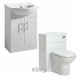 650mm Vanity Basin Sink Unit Cabinet & 500 Back To Wall WC Pan