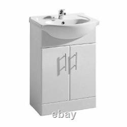 650mm Vanity Basin Sink Unit Cabinet & 500 Back To Wall WC Pan