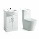 650mm Vanity Unit Sink & Close Coupled Toilet Cloakroom Suite For Small Bathroom