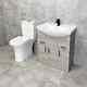 750mm Grey Ash Vanity Unit & Cam Open Or Closed Back Toilet Bathroom Set