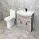 750mm Grey Ash Vanity Unit With Cam Open Or Closed Back Toilet Bathroom Set