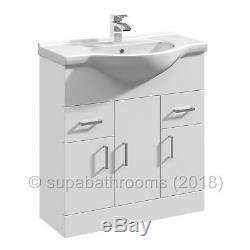 750mm Vanity Unit Basin Sink Back to Wall Laura Toilet Bathroom Furniture Suite