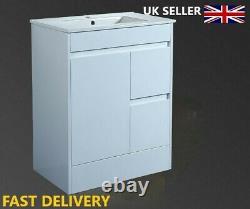 750mm White Gloss 100% Waterproof Vanity Unit Square Basin Storage Soft Closing