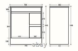 750mm White Gloss 100% Waterproof Vanity Unit Square Basin Storage Soft Closing